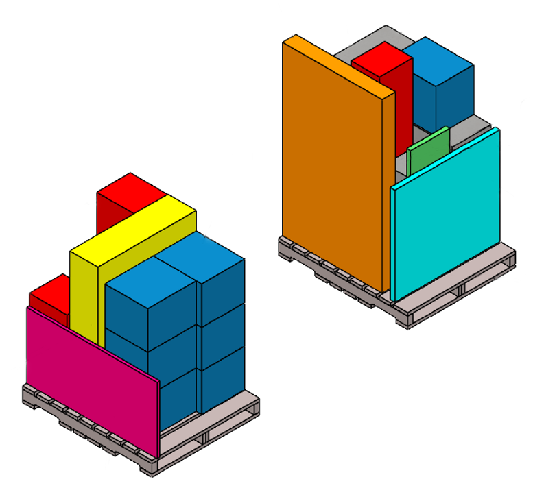 diagram of items stacked on a shipping pallet