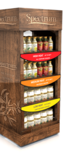 a display of sauces for a retail store